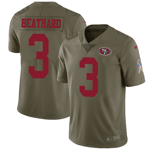 San Francisco 49ers Limited Olive Men C. J. Beathard NFL Jersey #3 2017 Salute to Service->san francisco 49ers->NFL Jersey